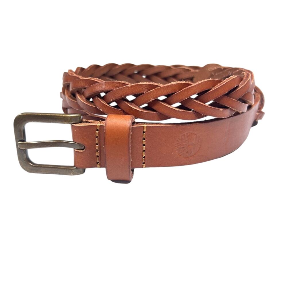 Timberland Belt Size Large Braided Leather Tan Brown Casual